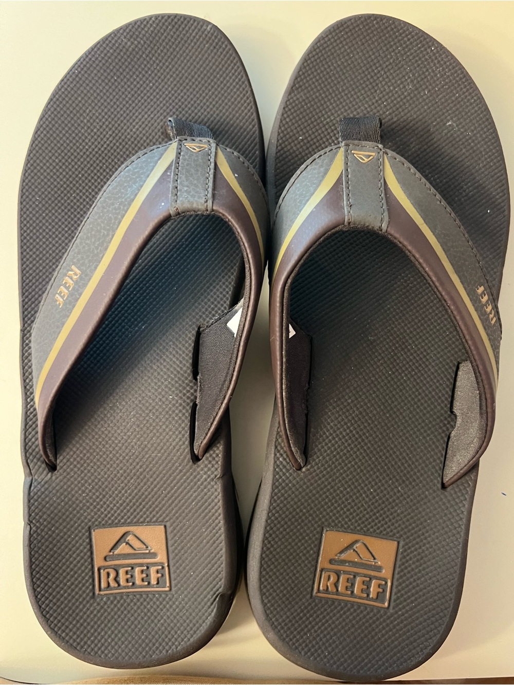 Reef Men’s Anchor Brown & Black Flip Flop Sandals Sz 10